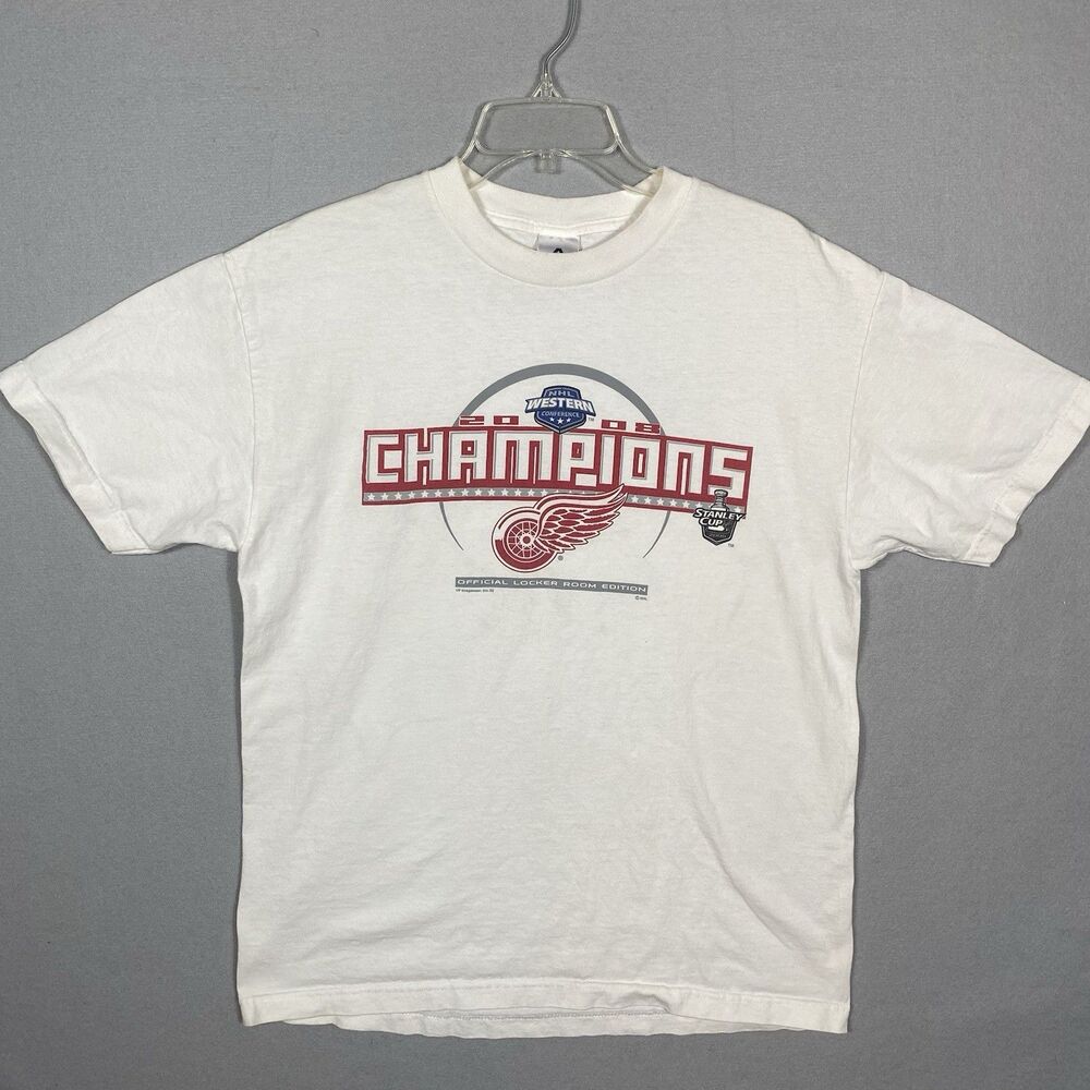 T-Shirt 2008 Stanley Cup Champion Detroit Red Wings Large White NHL Hockey